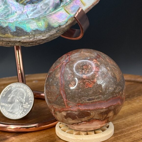 Money Agate Sphere Crystal Polished Crazy Lace Agate 138.91g 47.8mm - Picture 6 of 9